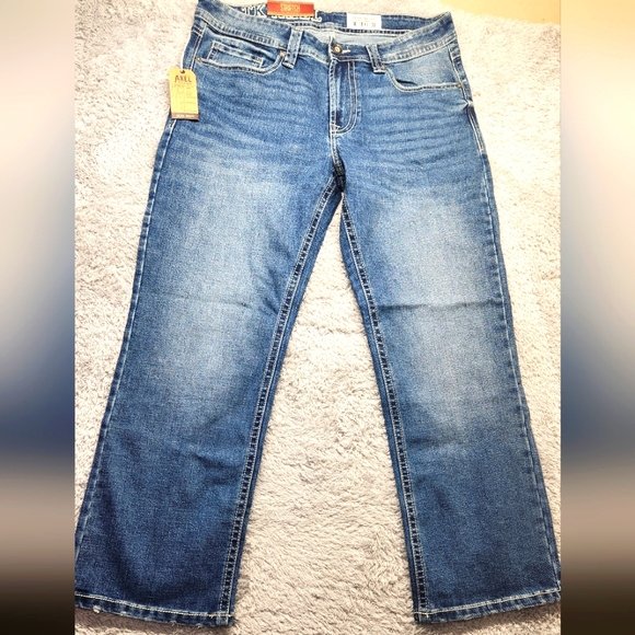 TK Axel Slim Boot Cut Mens Blue Light Wash Denim Jeans Size 34x30 - Picture 1 of 15